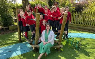Delighted - Wethersfield Church of England Primary School executive headteacher Jinnie Nichols and pupils
