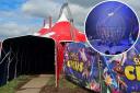 Entertainment - An image of the Big Kid Circus tent and an inset image of the globe of death