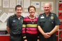 Thank you: Marion Parker with paramedic Ian Callow and emergency medical technician Stephen Gardiner