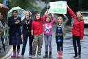 Children protest outside Snaresbrook School.