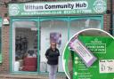 Helping hand - Witham Hub founder Tina Townsend and an inset image of a pick up pack from Morrisons