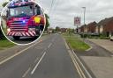 Incident - a Google Maps image of Notley Road and an inset image of a fire engine