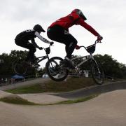Hill start: Braintree BMX Club's Adam Gilbert and John Lillingstone in the third round of the BMX East Summer Regional Series. Picture: Shaun Andrews