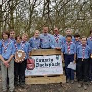 The Second Braintree and Bocking Air Scouts picking up two trophies at a competition in 2018