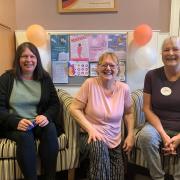 Staff members Sarah Tyldesley, Glenis Saunders and Jackie Guy pictured on World Menopause Day