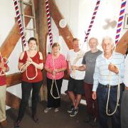 RINGING OUT: Terry Earle, Jackie Kelly, Wendy Earle, Mark Waine, John Remfry and Tony and Terry Stock