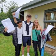 HAPPY FACES: Honywood School students celebrate their results