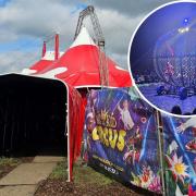 Entertainment - An image of the Big Kid Circus tent and an inset image of the globe of death