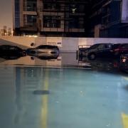 Flood - Mr McCulloch had to wade through knee-deep water to get to his car to drive to his office