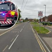 Incident - a Google Maps image of Notley Road and an inset image of a fire engine