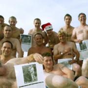 Baring up: regulars at the Horse and Groom, Cornish Hall End, who stripped off for a charity calendar. 58796-2