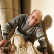 Is this Marian? David Stone at the tomb of Matilda Fitzwalter in Little Dunmow Church. 72141-3