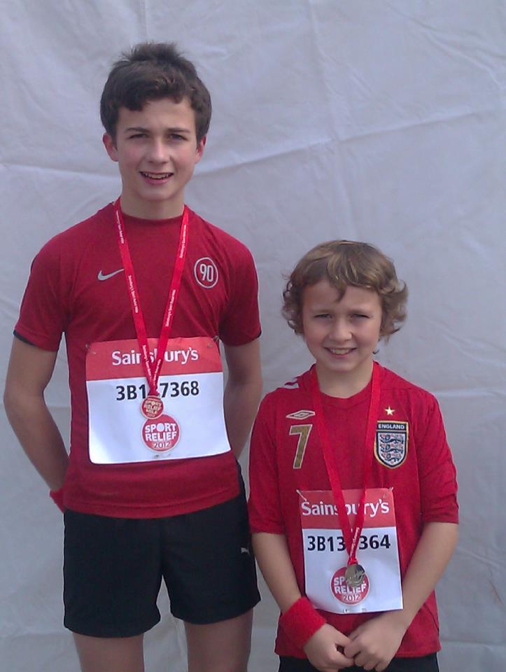 Conor and Kian Culham, age 12 and 10, ran three miles for Sport Relief at Braintree Leisure Centre on Sunday