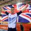 Mark Colbourne celebrates his gold medal-winning ride in the Olympic velodrome