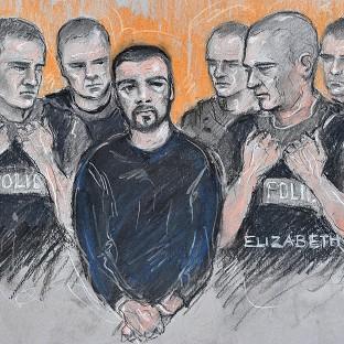 Sketch of Dale Cregan appearing at Manchester Magistrates' Court (Elizabeth Cook/PA Wire)