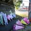 Floral tributes outside the Fire Station in Cardiff where Karina Menzies was killed in a hit-and-run incident