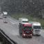 Lorry drivers on the M20 near Ashford, Kent, as snow starts to fall across the south east of the UK