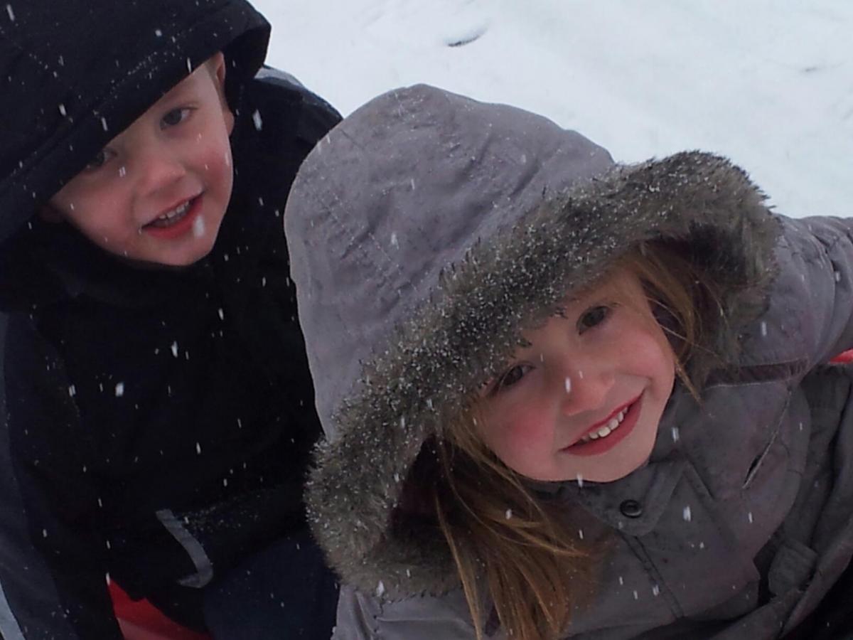 Tali and Harvey Catley sledging at Great Notley Bowl