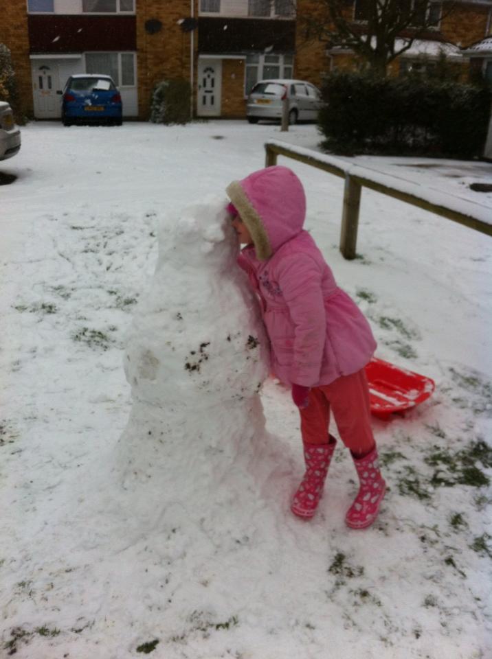 Katy Bass, from Witham, with her snowman