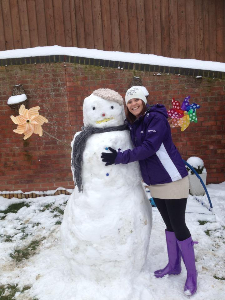 Sophie Byrne and a snowman