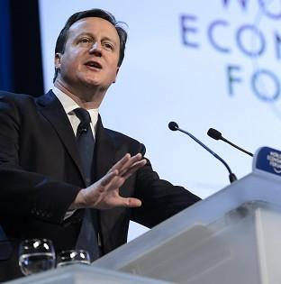David Cameron addresses the World Economic Forum in Davos, Switzerland (AP)