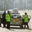 The police cordon in north east London where a teenager died and a man was injured after they were gunned down in Hindrey Road