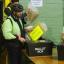 The first ballot boxes arrive for counting at Fleming Park in Eastleigh, Hampshire