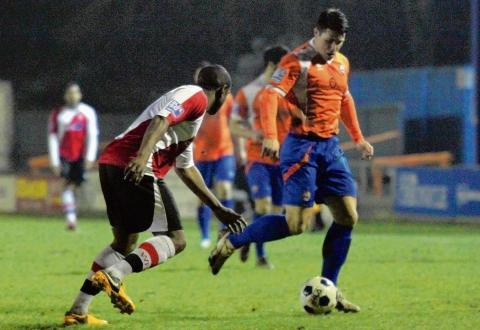 Holman's sweet strike extends Braintree's unbeaten run. Picture: ALAN STUCKEY