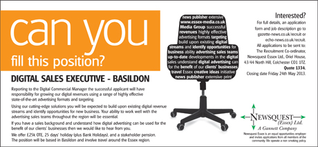 Digital Sales Executive - Basildon (Post No. 1334)