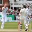 Stuart Broad, left, celebrates dismissing Brendon McCullum