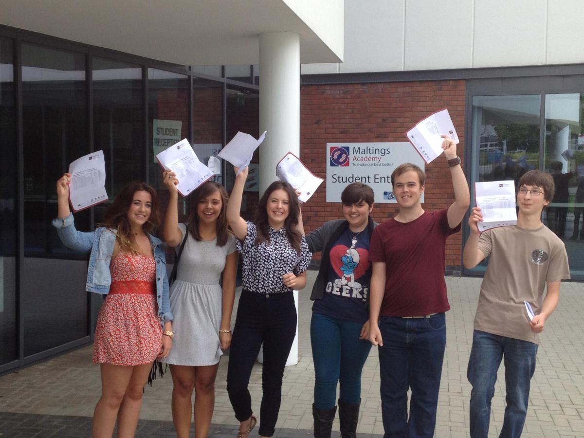Pupils at Maltings Academy celebrating their results