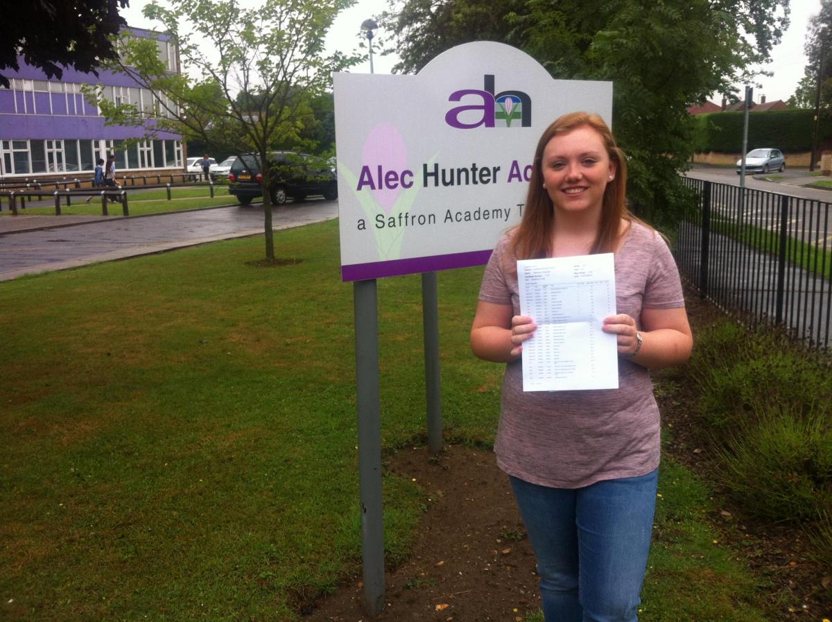Rebecca Kooyman was one of the best performing pupils at Alec Hunter Academy in Braintree, with nine A grades and one B.