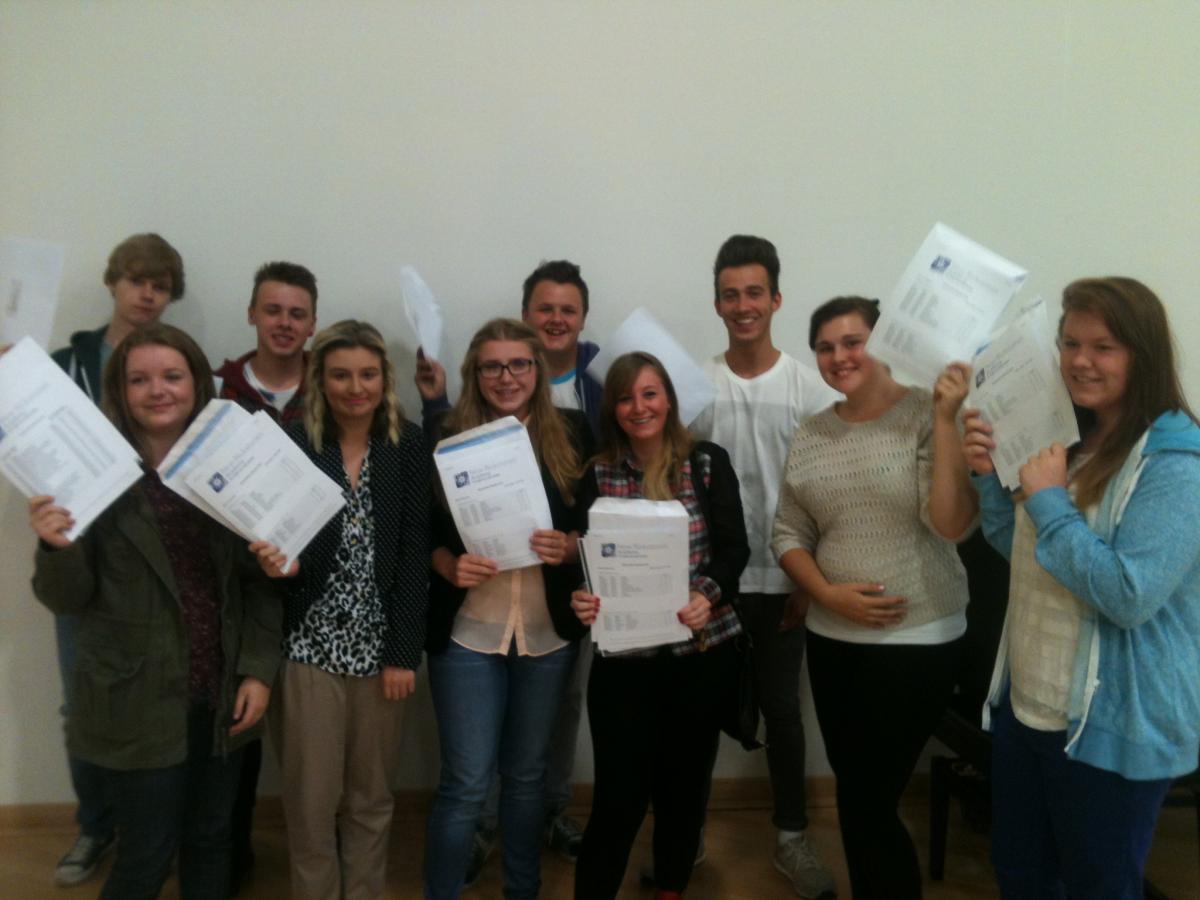 Pupils with their results at New Rickstones Academy in Witham.