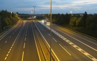 A view over the M11 looking southwards towards junction 8