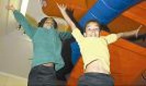 Sponsored bounce: Rori Mwasna, 6, and Kade, Ferguson, 7, enjoy the healthy fortnight