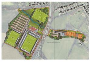 Vision of the future: an artist's impression of the planned football stadium development.