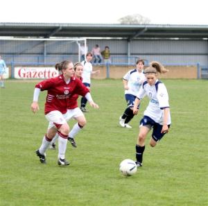 Going for the ball: Clarets women fought hard  Picture: www.essexsportsagency.com
