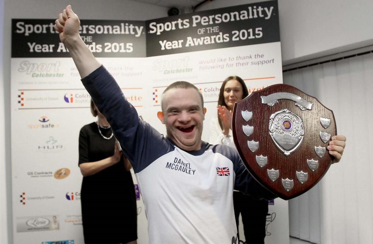 Powerlifter Daniel McGauley at the Colchester Personality Awards 2015