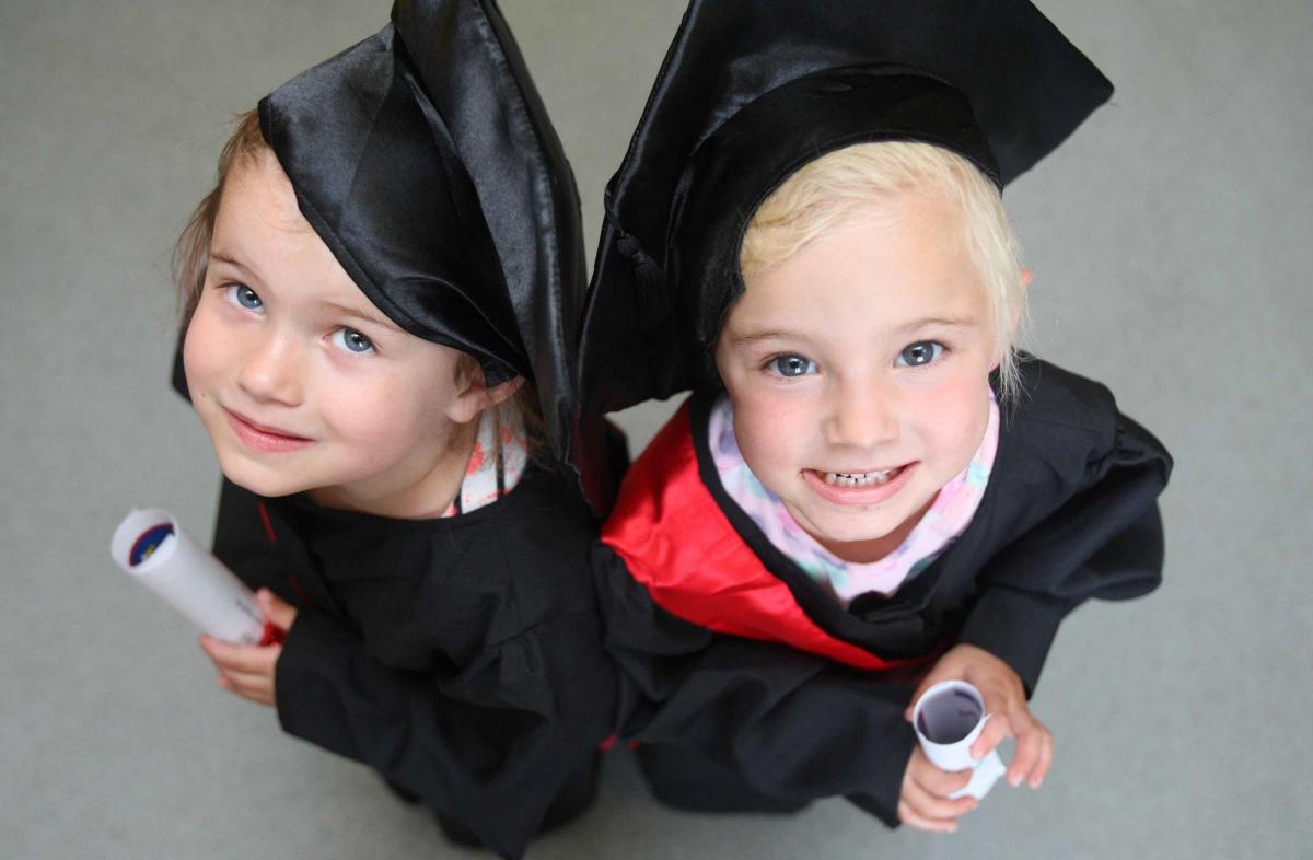 Ava-Jade Hennessey-Cross and Amy Bird at the Little Pals Nursery graduation ceremony