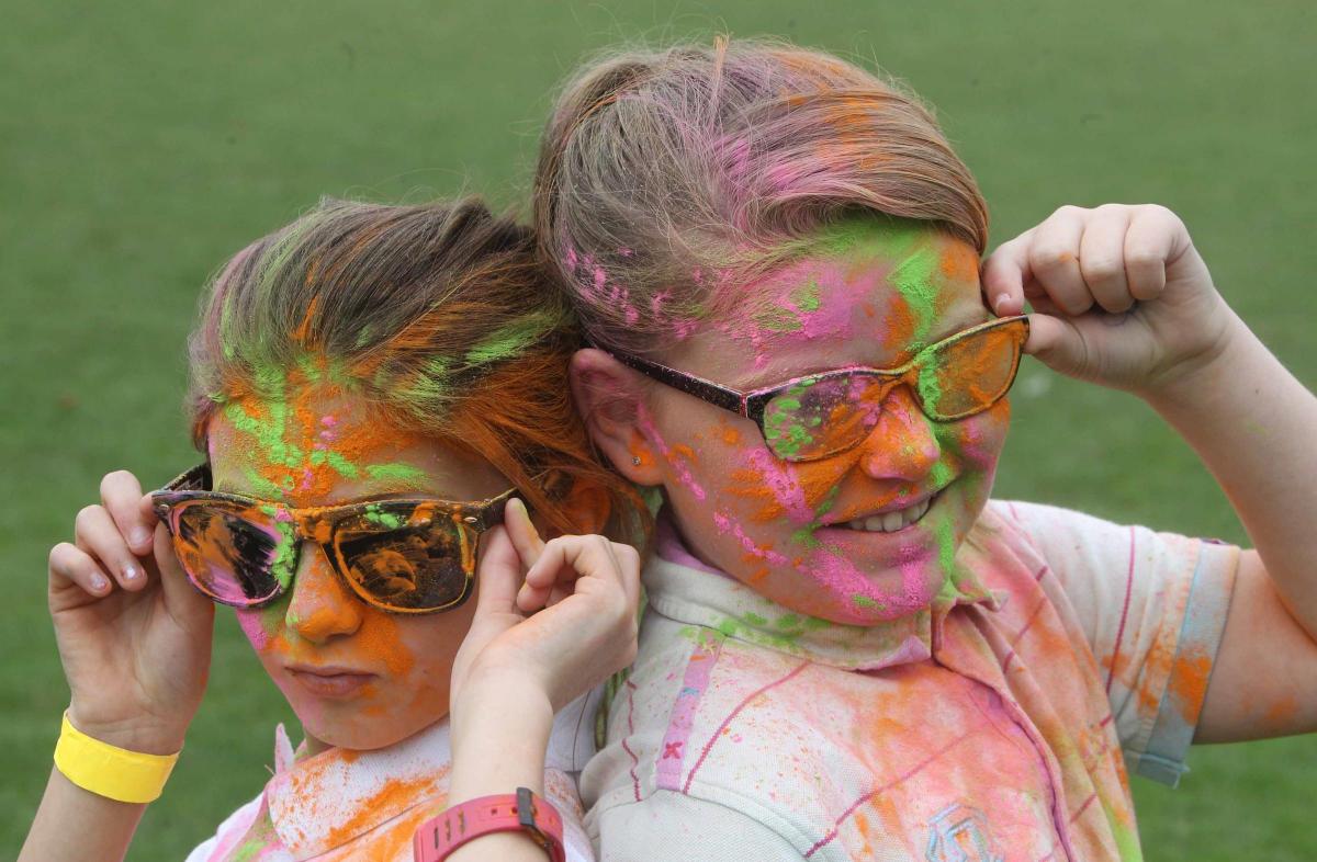 Victoria Walton and Paige Hollace at Clacton County High School's colour run.