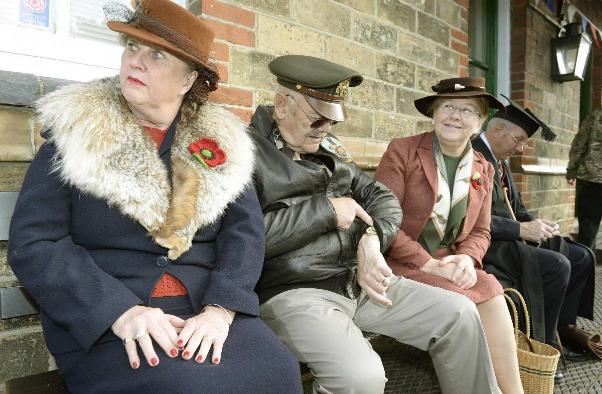 Paula and Doug Wood with Janet Crean and David Pavitt at the wartime experience at Colne Valley Railway