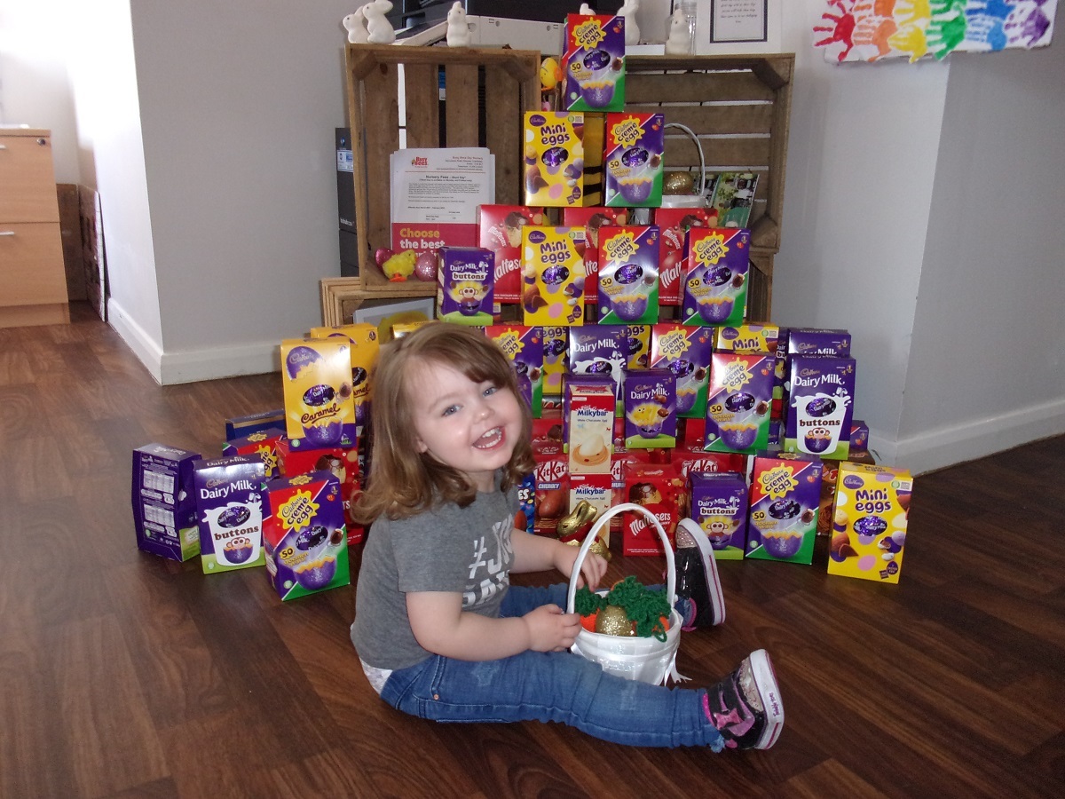 Feaster your eyes on this - Meaghan Price with the mountain of eggs donated by parents for residents at New Copford Place