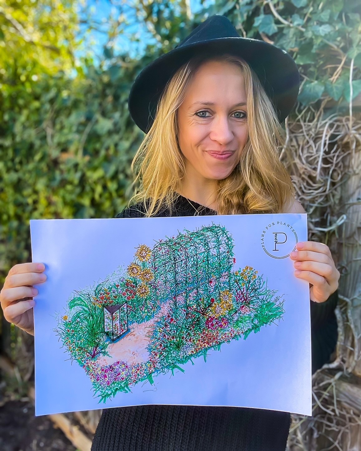 GREEN BLUEPRINT: Lucy Hutchings with the plan for the RHS Hampton Court edilble allotment garden