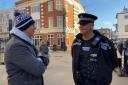 Braintree & Uttlesford District Commander, Chief Inspector Martin Richards, talking to a member of the public in Braintree town centre