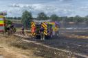 Fire crews pictured on the scene of the field fire in Boreham