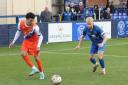 On the ball: Jayden Davis in action for Braintree Town at Chippenham Town.