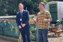 Visit - Great Bradfords Junior School Headteacher Justin Wrench next to chef Jamie Oliver