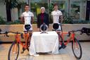 Leigh-on-Sea based cyclists Joe Giggins and Lloyd Chapman with councillor Ann Naylor