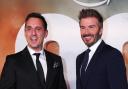 Gary Neville and David Beckham attended last week’s premiere of ’99’ (Peter Byrne/PA)