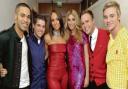 Hob-knobbing: Olly and his fellow contestants with Alicia Keys (centre)